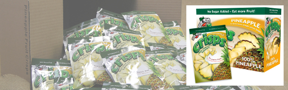 10% Off Pineapple Fruit Crisps 24-Packs, 100-Packs and 200-Packs -- America's leading brand of 100% fruit snacks! 10% Off Pineapple Fruit Crisps 24-Packs, 100-Packs and 200-Packs -- America's leading brand of 100% fruit snacks!