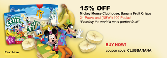 SAVE 15% Off Disney Clubhouse BANANA Fruit Crisps -- Brothers-All-Natural is America's favorite brand of 100% healthy snacks!